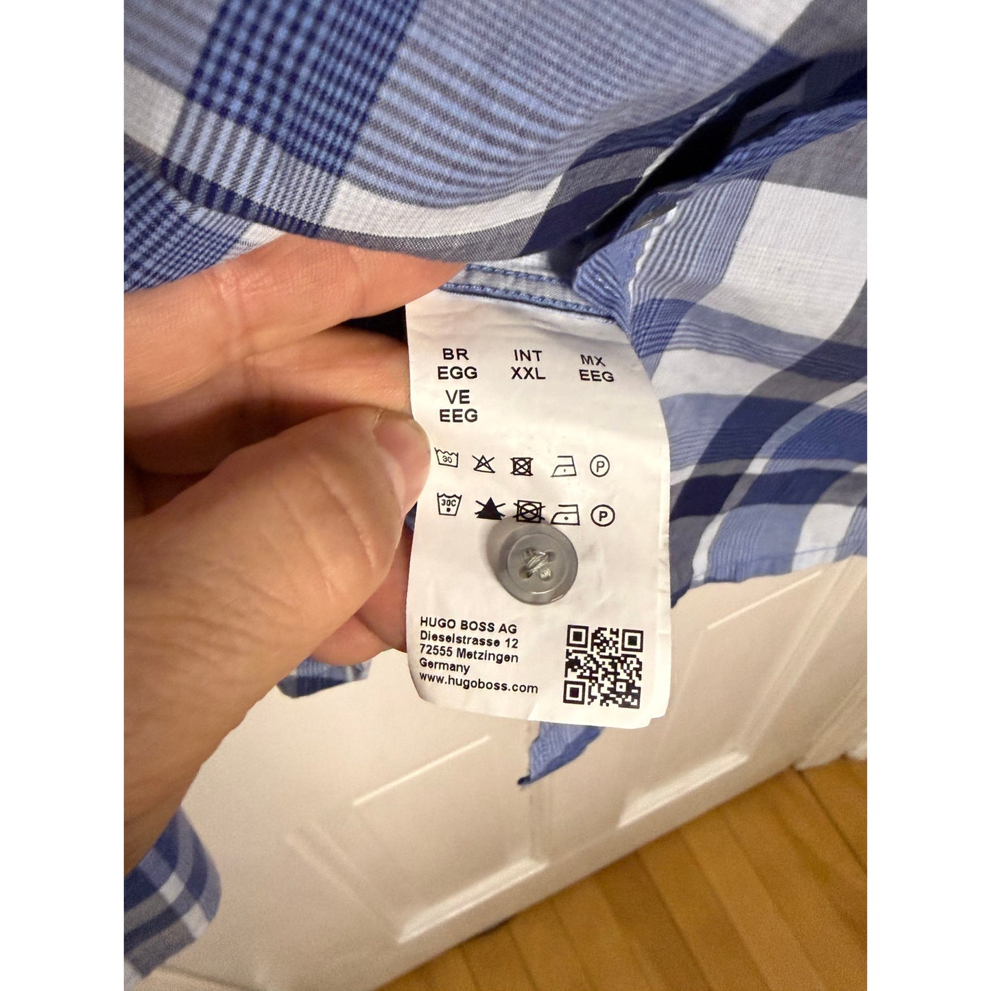 Hugo Boss Slim Fit Button Down Shirt Blue/White Plaid XL