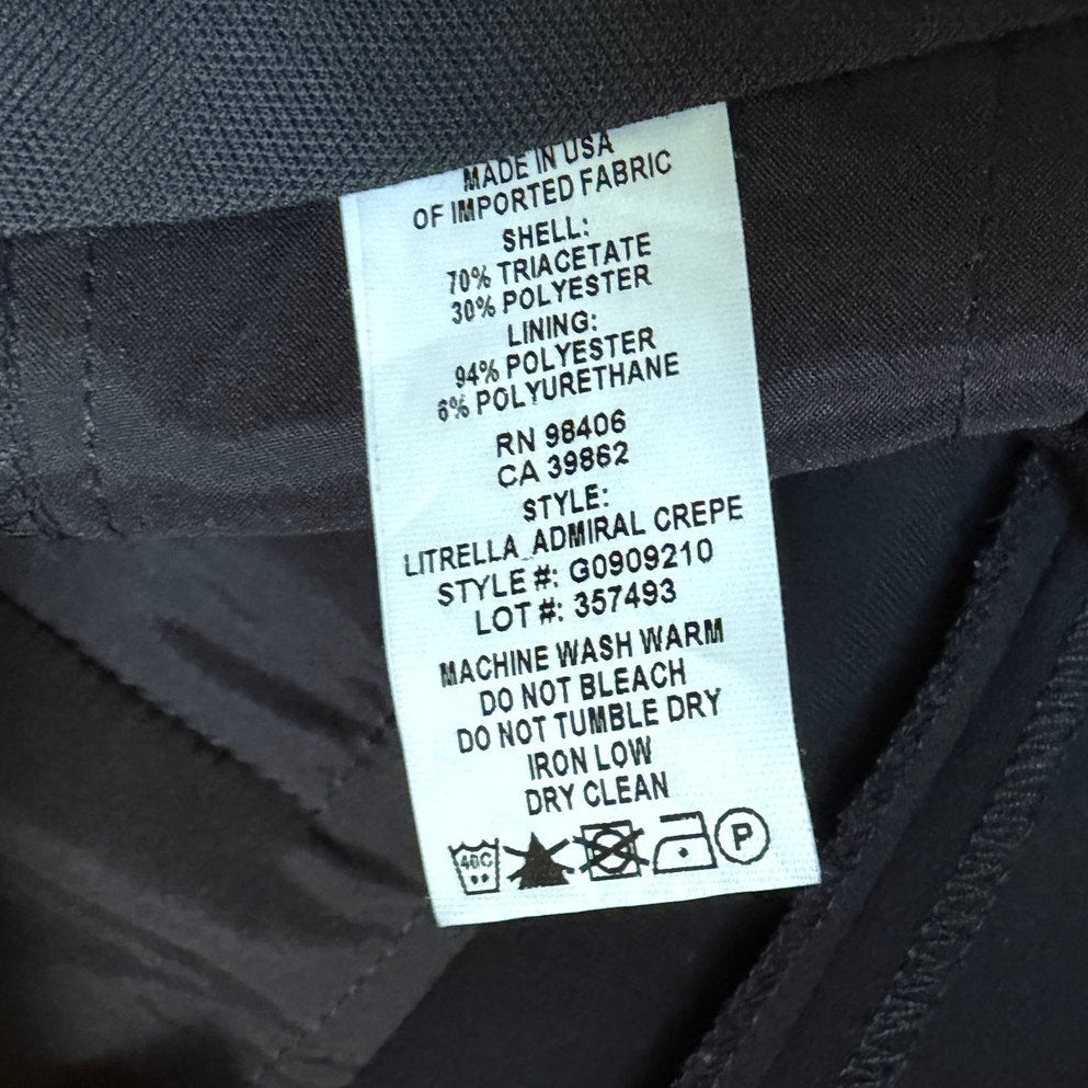 Theory Litrella Admiral Crepe Straight Leg Pants - Size 4