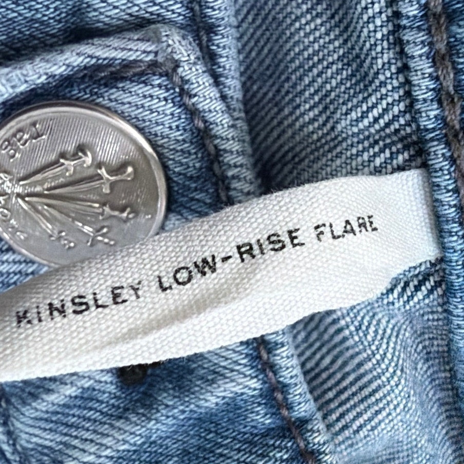Rag & Bone Size 25 Light Wash Kinsely Low Rise Flare Distressed Hem Jean