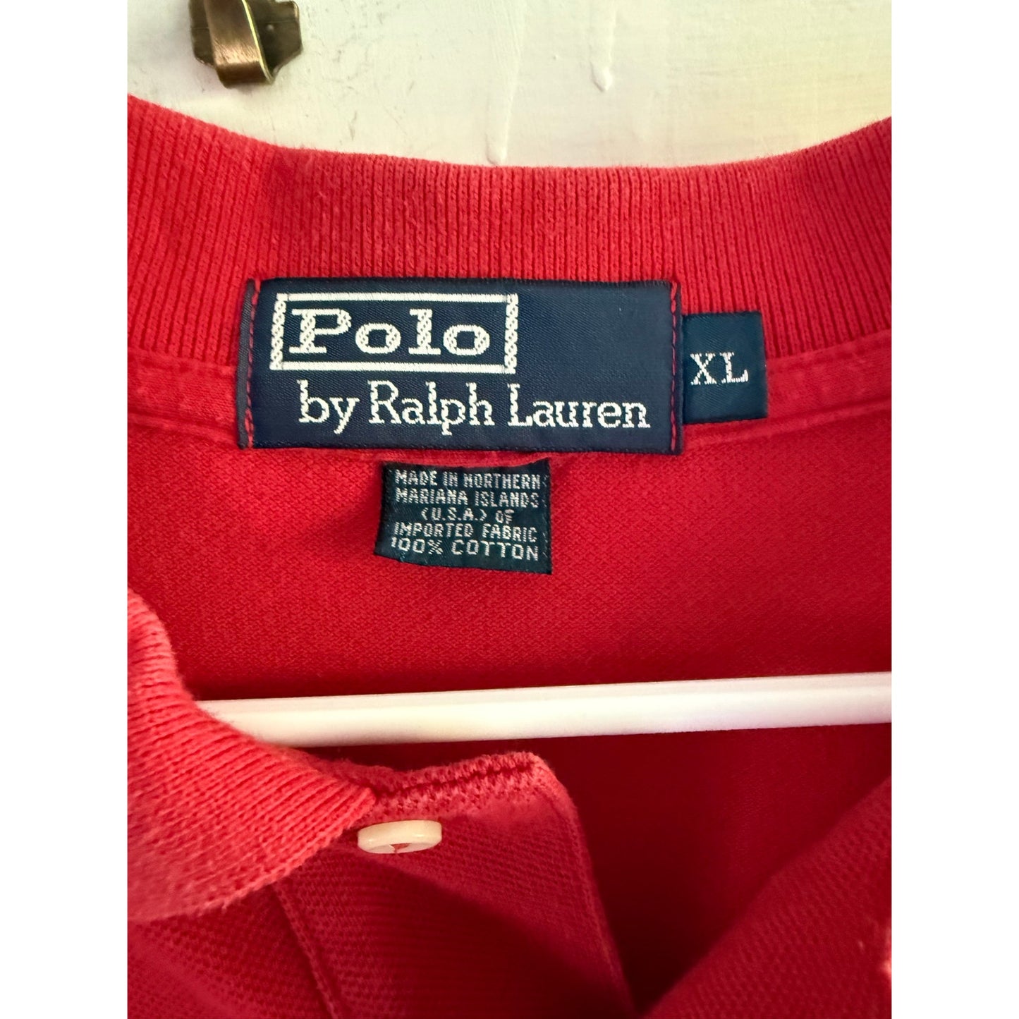 Vintage Polo Ralph Lauren Red Polo Shirt Men's Blue Pony XL