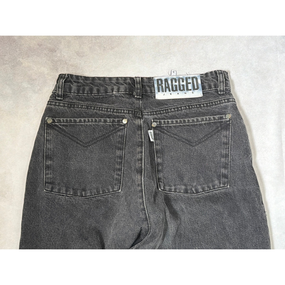 The Ragged Priest Size 28 Black Wide Leg High Rise Jeans Distressed Raw Hem