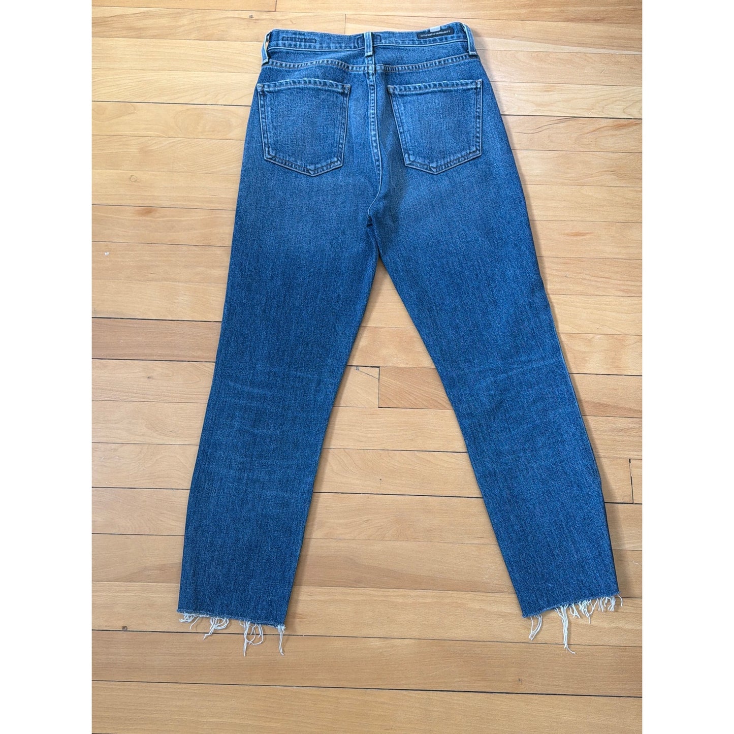 Citizens of Humanity Size 24 High Rise Slim Ankle Dark Wash Distressed Hem Multi-Button Jeans
