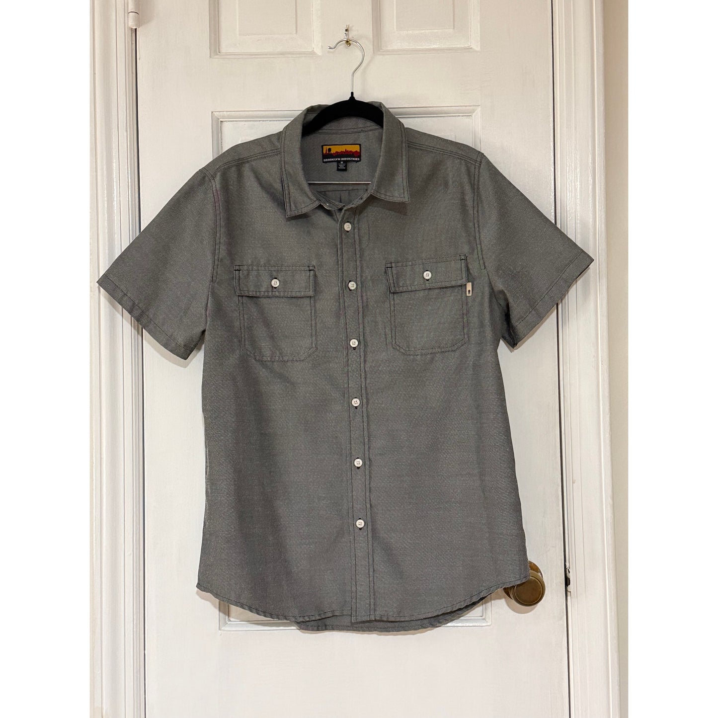 Brooklyn Industries Gray Button Down Short Sleeve Shirt  - Small