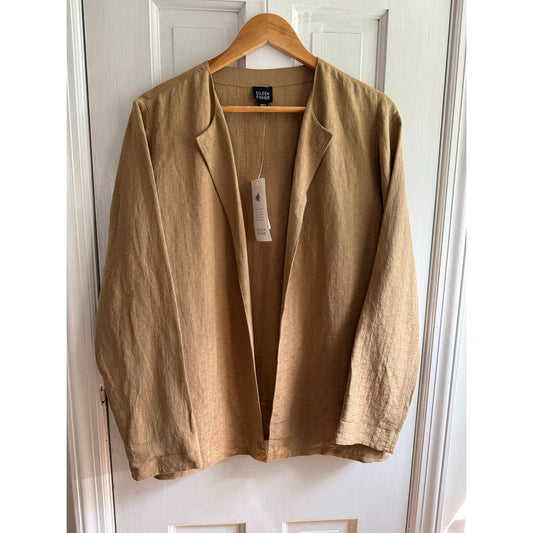 Eileen Fisher NWT Silk Linen Blazer Gold Shacket Women's Small