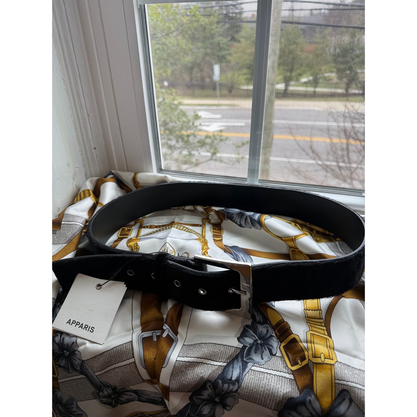 Apparis Blaze Faux Pony Hair Belt - Black - NWT - Medium