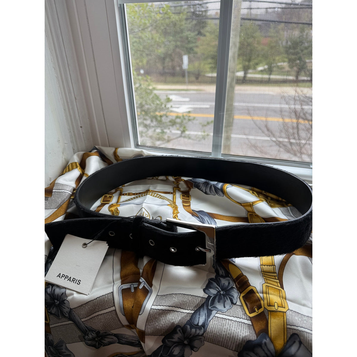 Apparis Blaze Faux Pony Hair Belt - Black - NWT - Medium