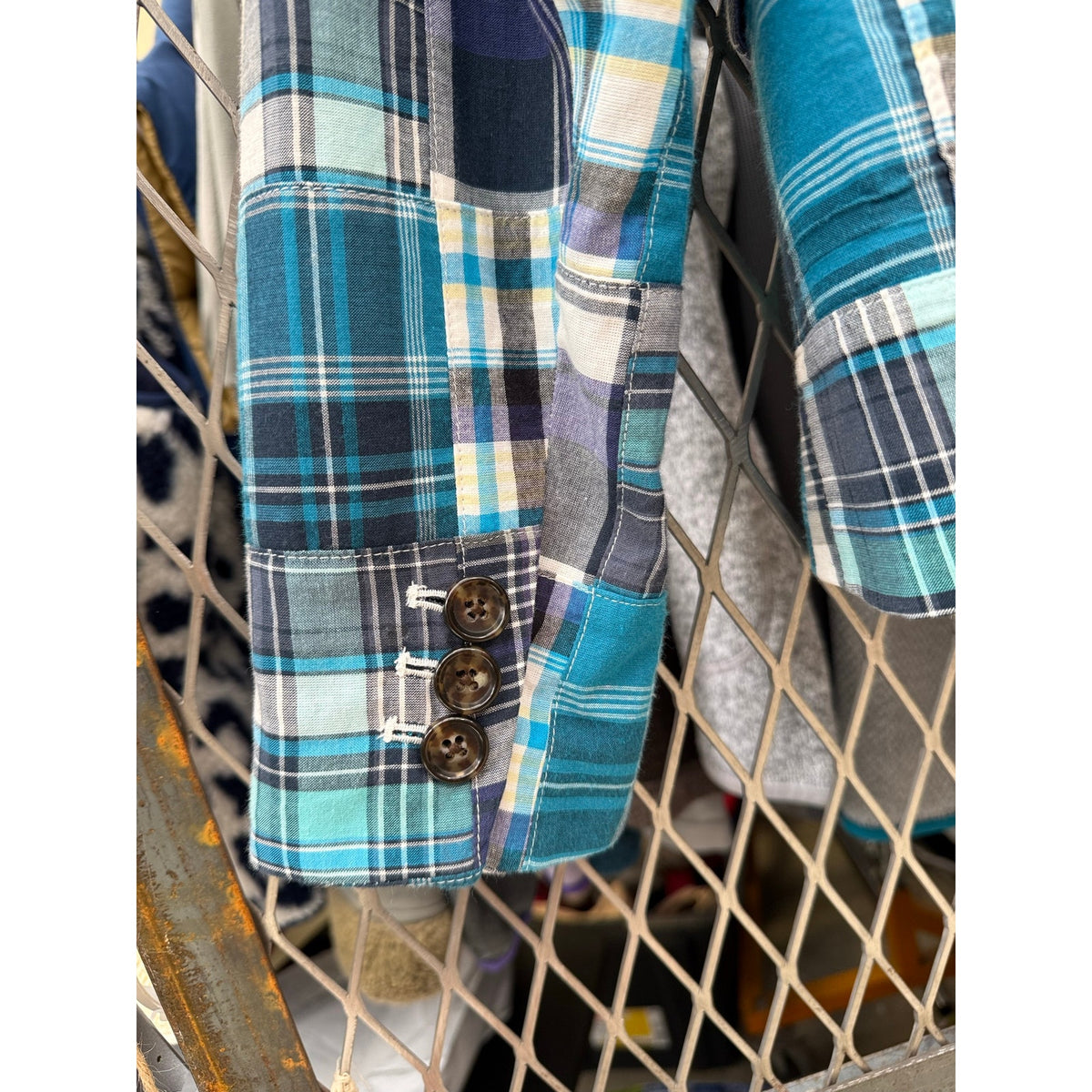 Talbots Women's Size 8 Blue Green Plaid Cotton Blazer Jacket Preppy Classic