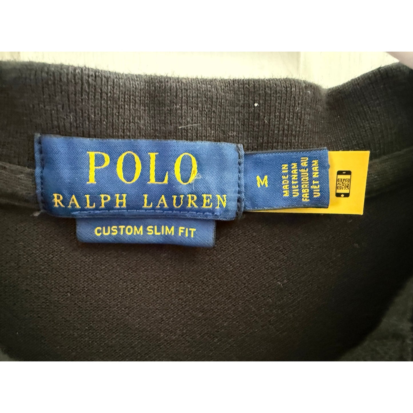 Polo Ralph Lauren Black with Multcolor Piping Polo White Pony