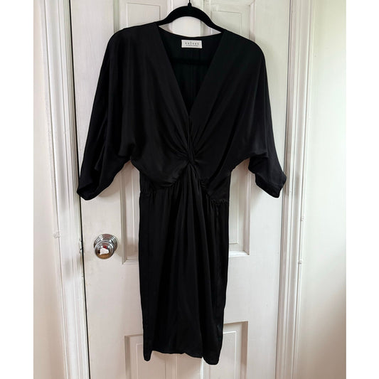 Velvet by Graham & Spencer Black Knit Dress Small Made in USA Twist Front EUC