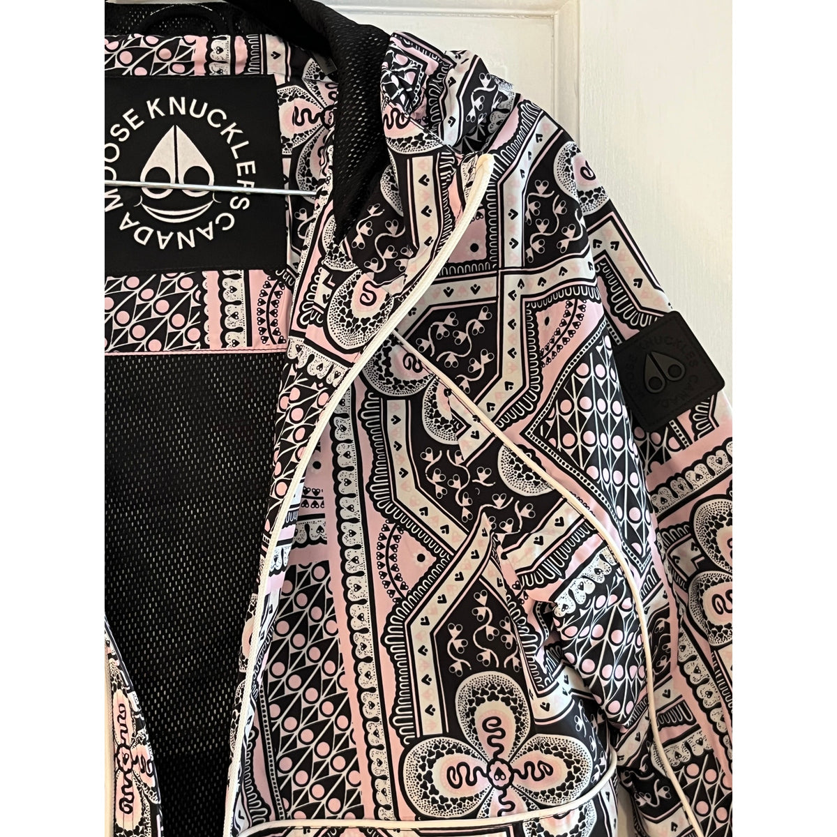 NWT Moose Knuckles Girls Pink Bandana Print Windbreaker | Size M, 10/12