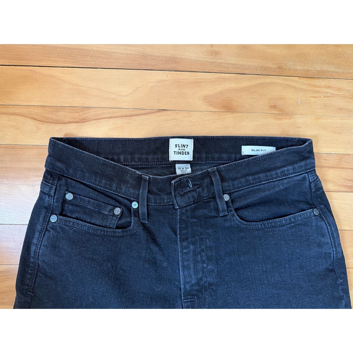 Flint and Tinder Size 31x30 Slim Fit Mid Rise Black Men's Jean