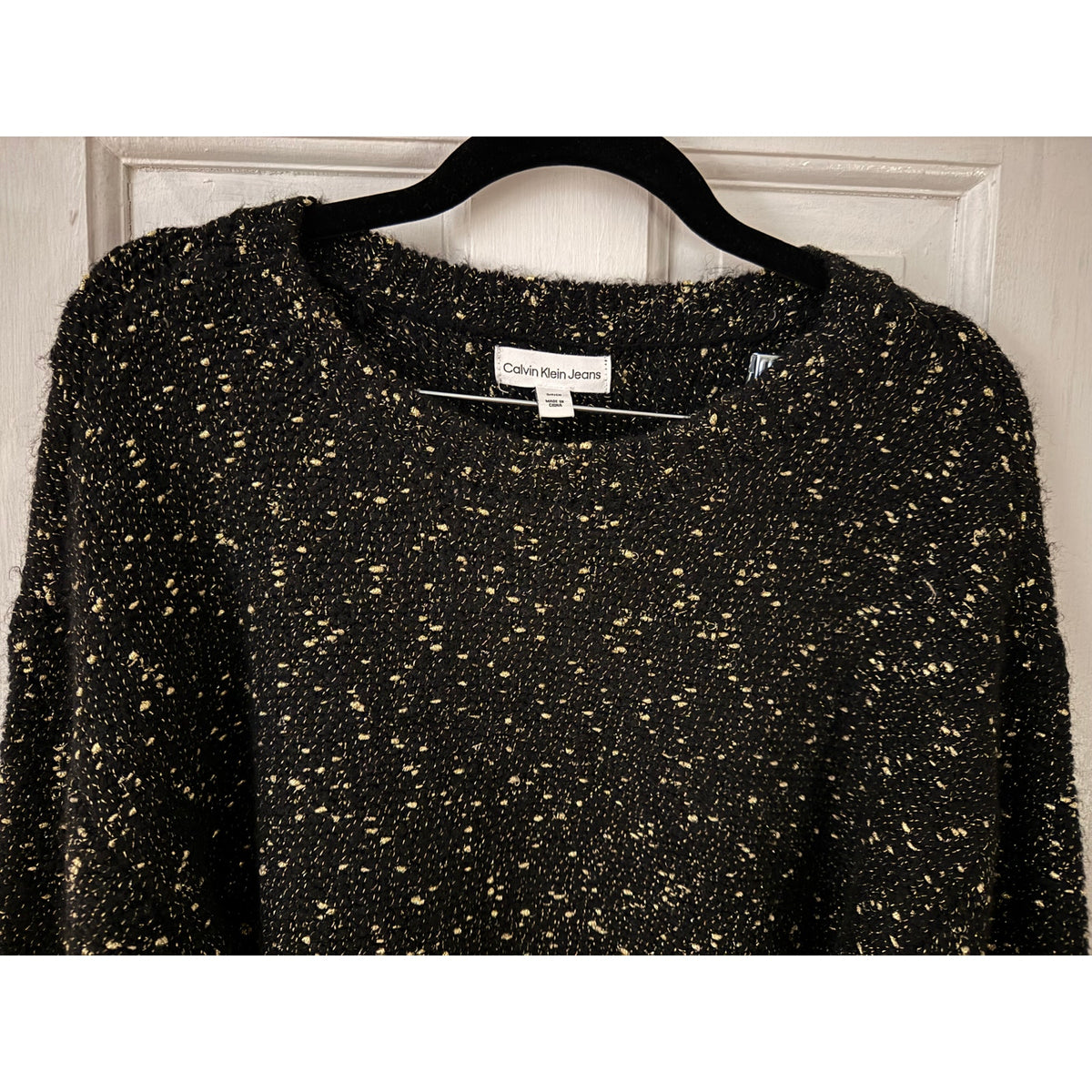 Calvin Klein Black/Gold Metallic Sweater- Size Small