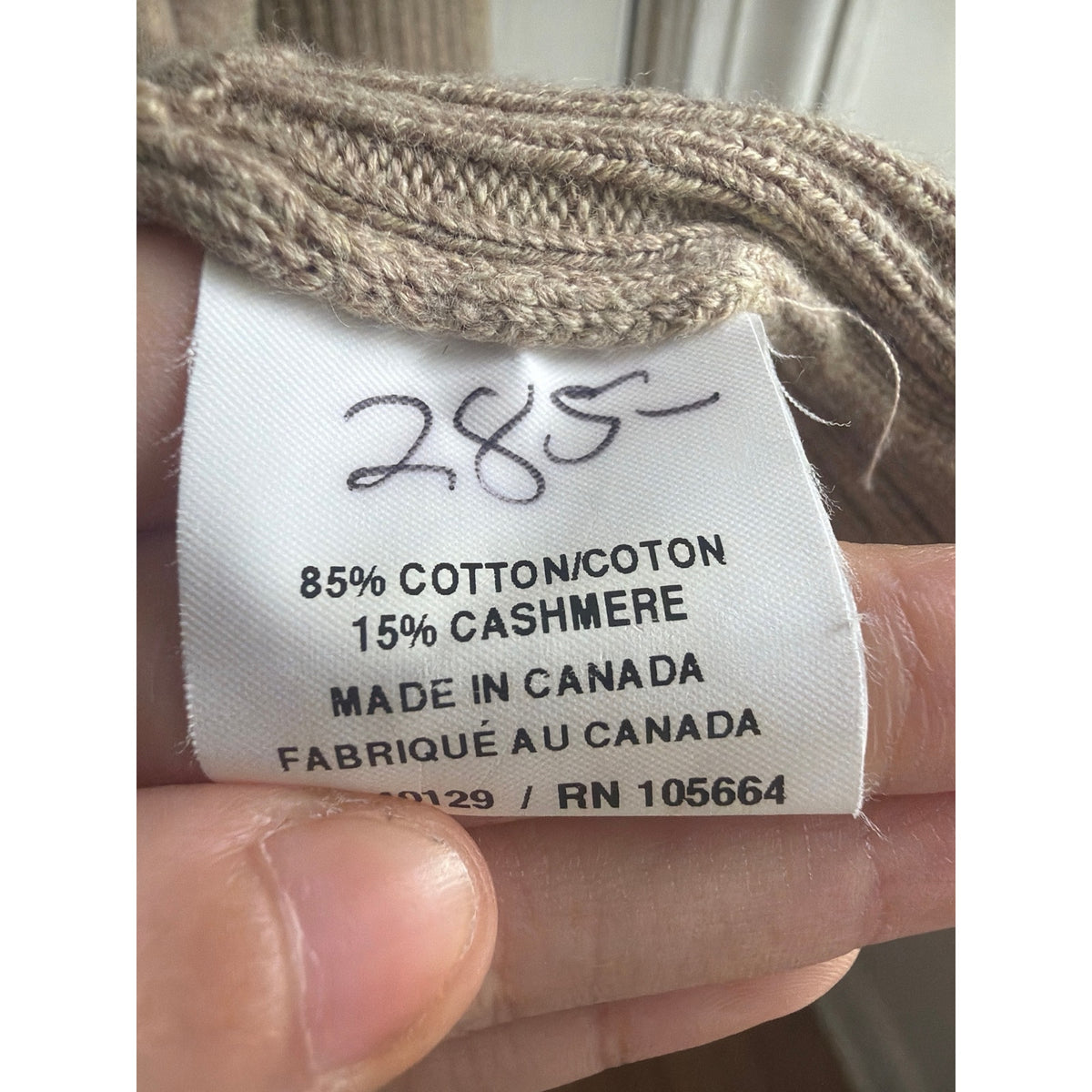 L.A.M.B. Cotton Cashmere Cowl Neck Drawstring Hoodie Sweater Oatmeal Tan P/S