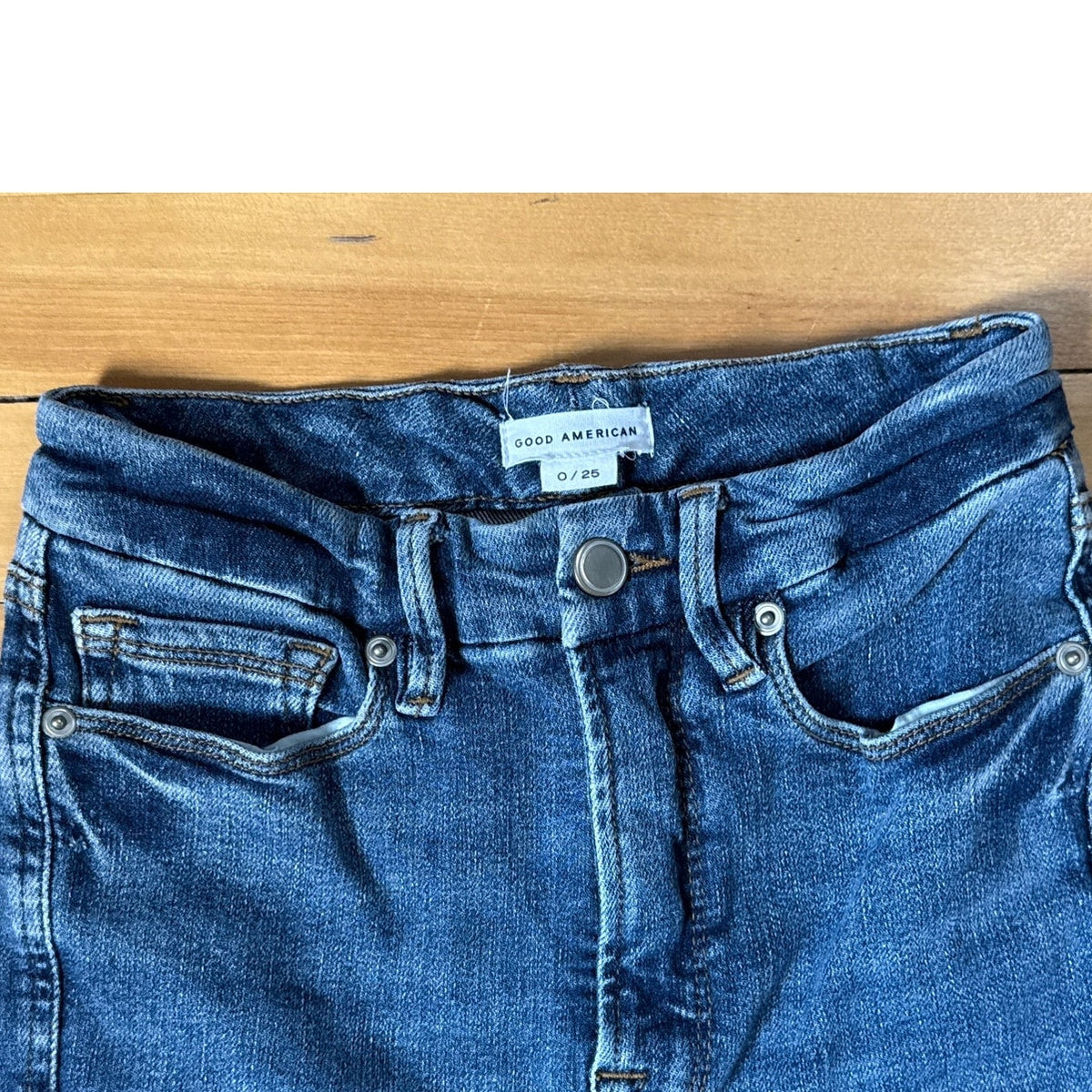 Good American Good Curve Straight Jeans Dark Wash 0 EUC