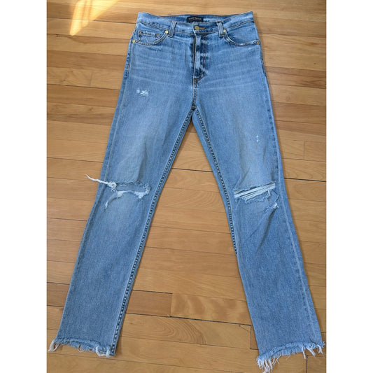 Ramy Brook Distressed Jeans Size 27 High Rise Slim Shark Bite Made in USA EUC