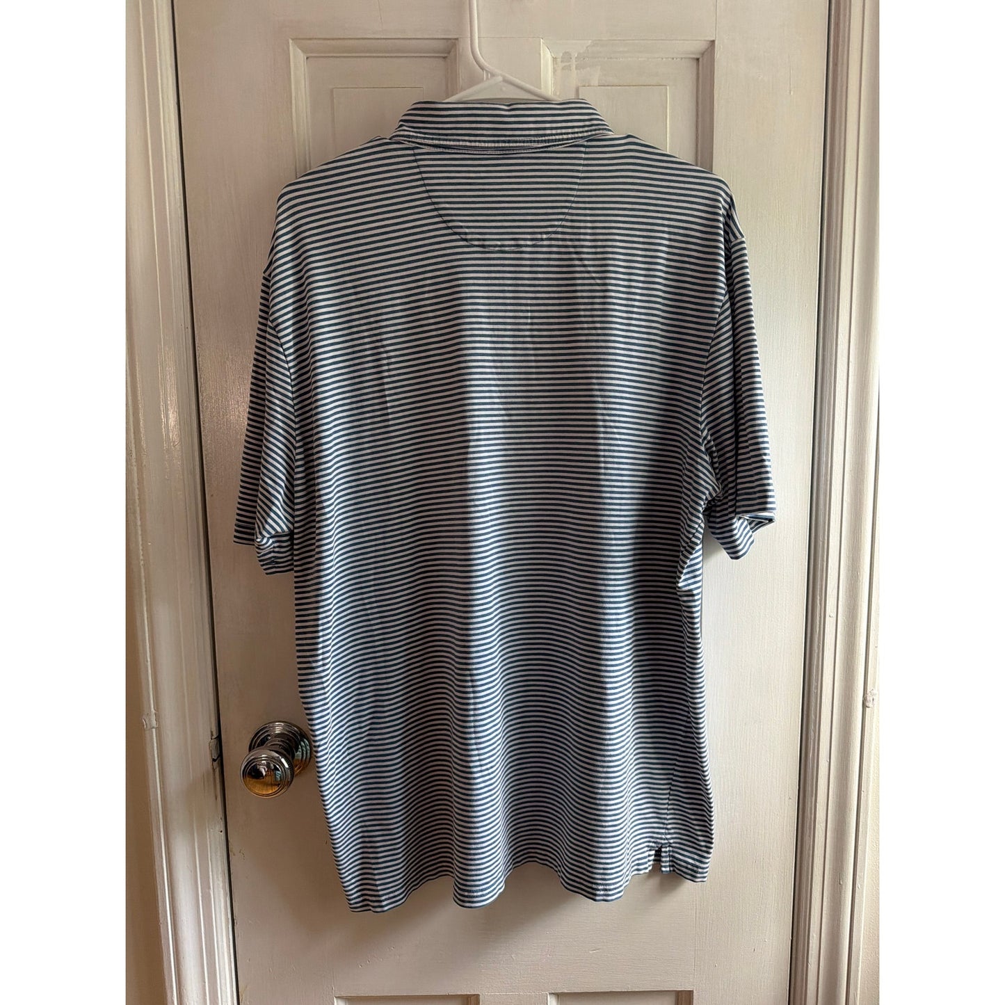 Johnie-O Hangin' Out Size XL Men's White Blue Stripe Polo