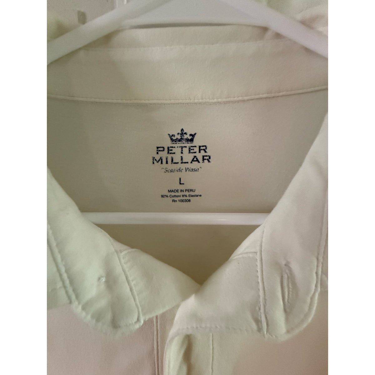 Peter Millar White Polo Shirt Regular Fit with Pocket Men's Large EUC