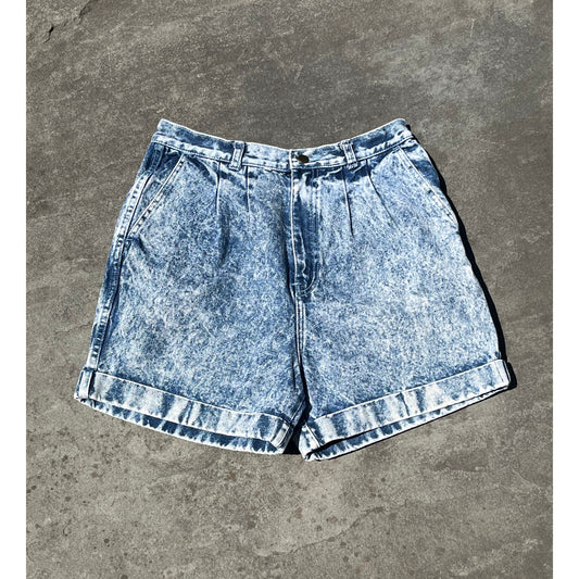 Vintage FEI DIAO Acid Wash Mom Shorts High Rise 80s 90s Retro Grunge 27 28 💙☁️