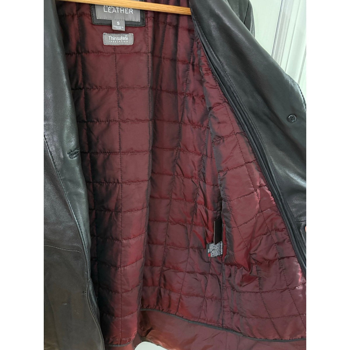Vintage Wilsons Leather Thinsulate Coat Jacket Small Black Quilted Liner Trench
