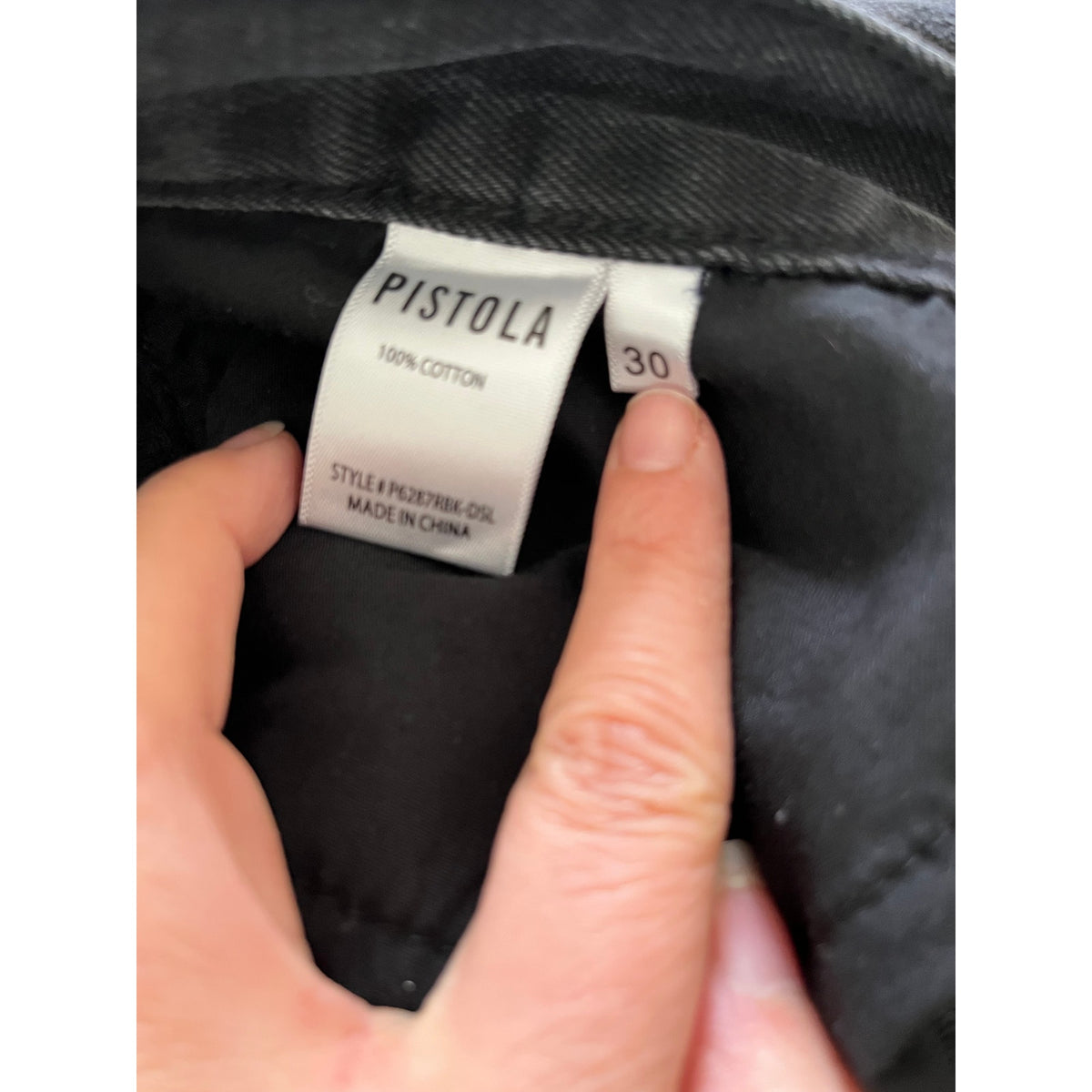 Pistola Charlie High Rise Wide Leg Jeans Distressed Black Slit Hem 30