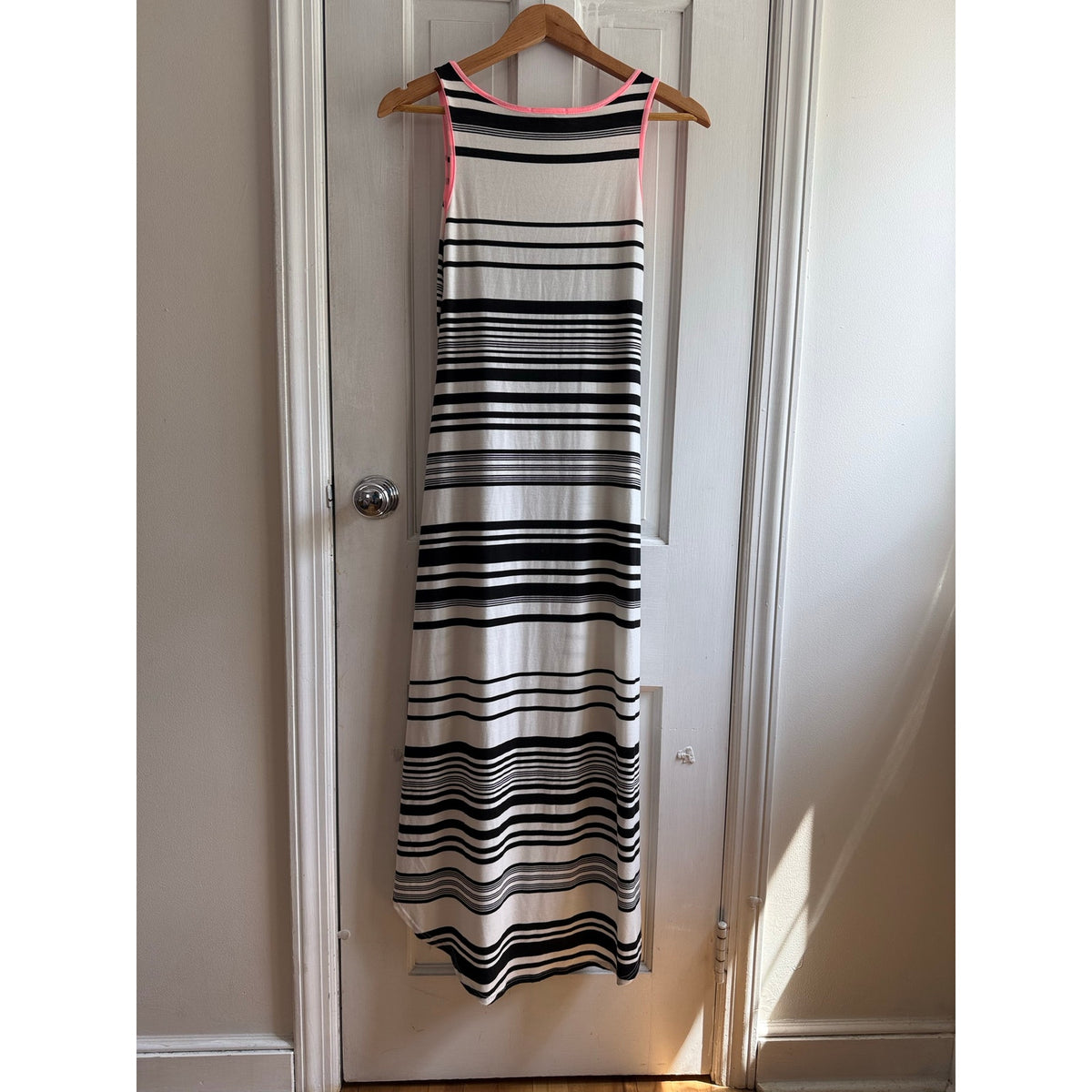 Aqua White & Orange Striped Crew Neck Tank Midi Dress - Size XS