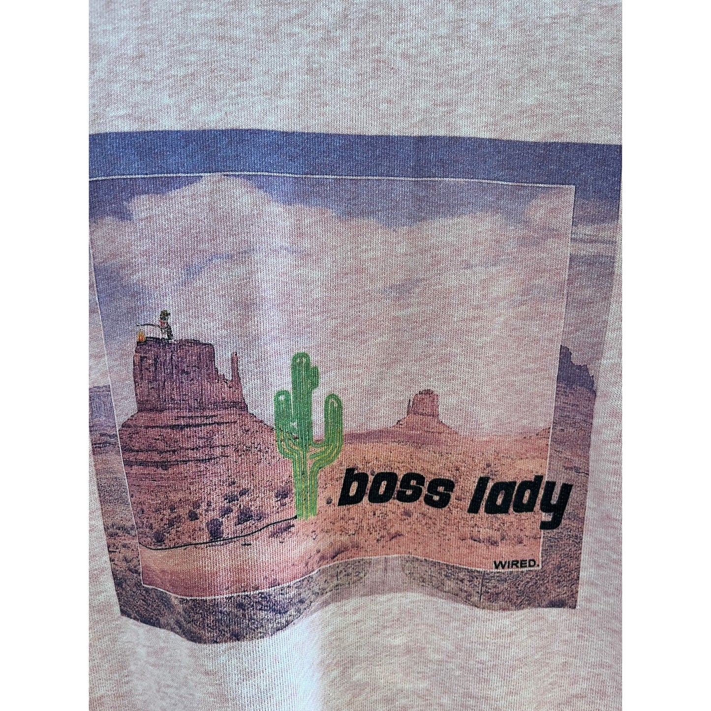 GANNI Pink "Boss Lady" Puff Sleeve Sweatshirt | Isoli Desert Cactus Graphic | S