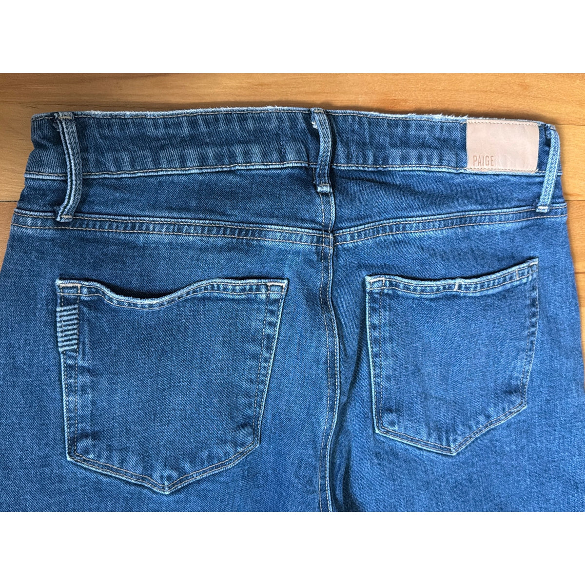 PAIGE Leenah Ankle Distressed Ripped Hem Mid Rise WIDE Leg Jeans Size 29