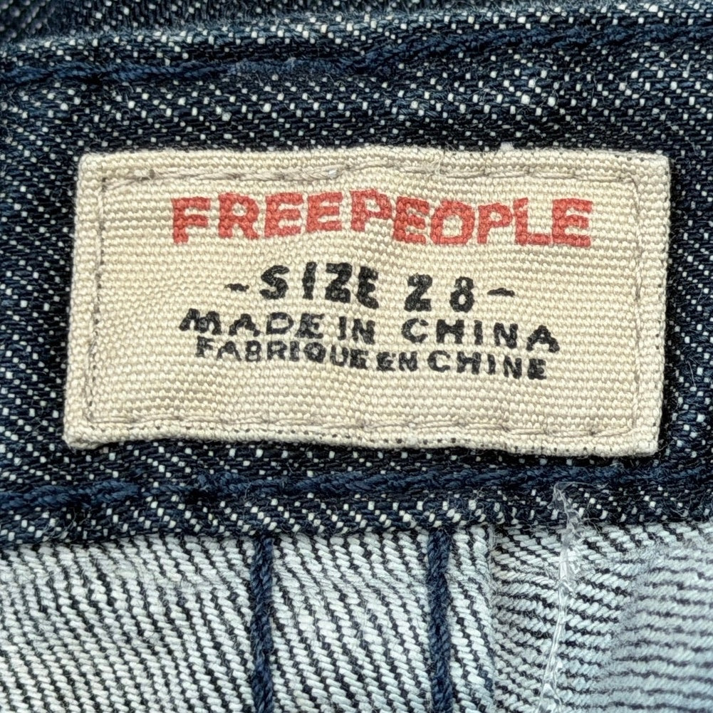 Free People Dark Wash Raw Hem Ankle Straight Jeans Size 28 Inseam 29