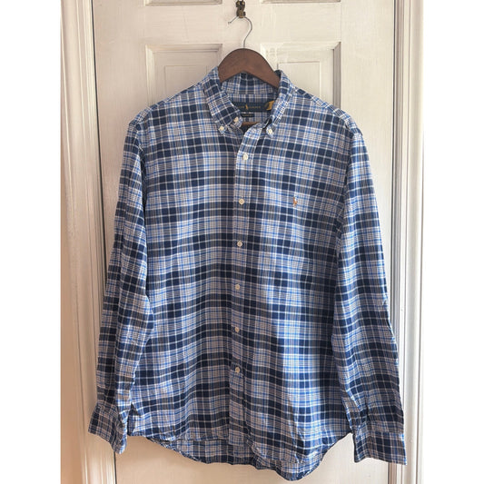 Polo Ralph Lauren Plaid Gold Brown Medium Button Down Flannel Shirt