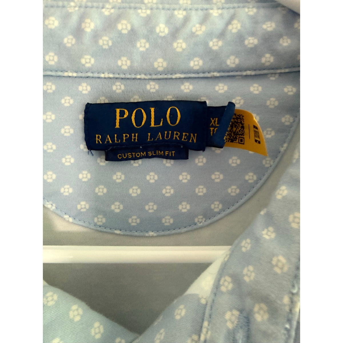 Rare Polo Ralph Lauren Sky Blue Lucky Clover Pattern Polo Shirt Men's Navy Pony