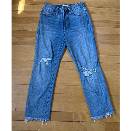 Madewell Size 26 " The Perfect Vintage Jean" Light Wash High Rise Distressed Jean
