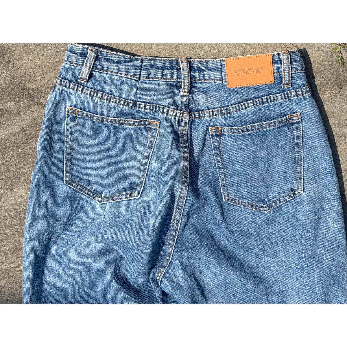 Meshki Denim High Waisted Straight Leg Light Wash Jeans Size 12