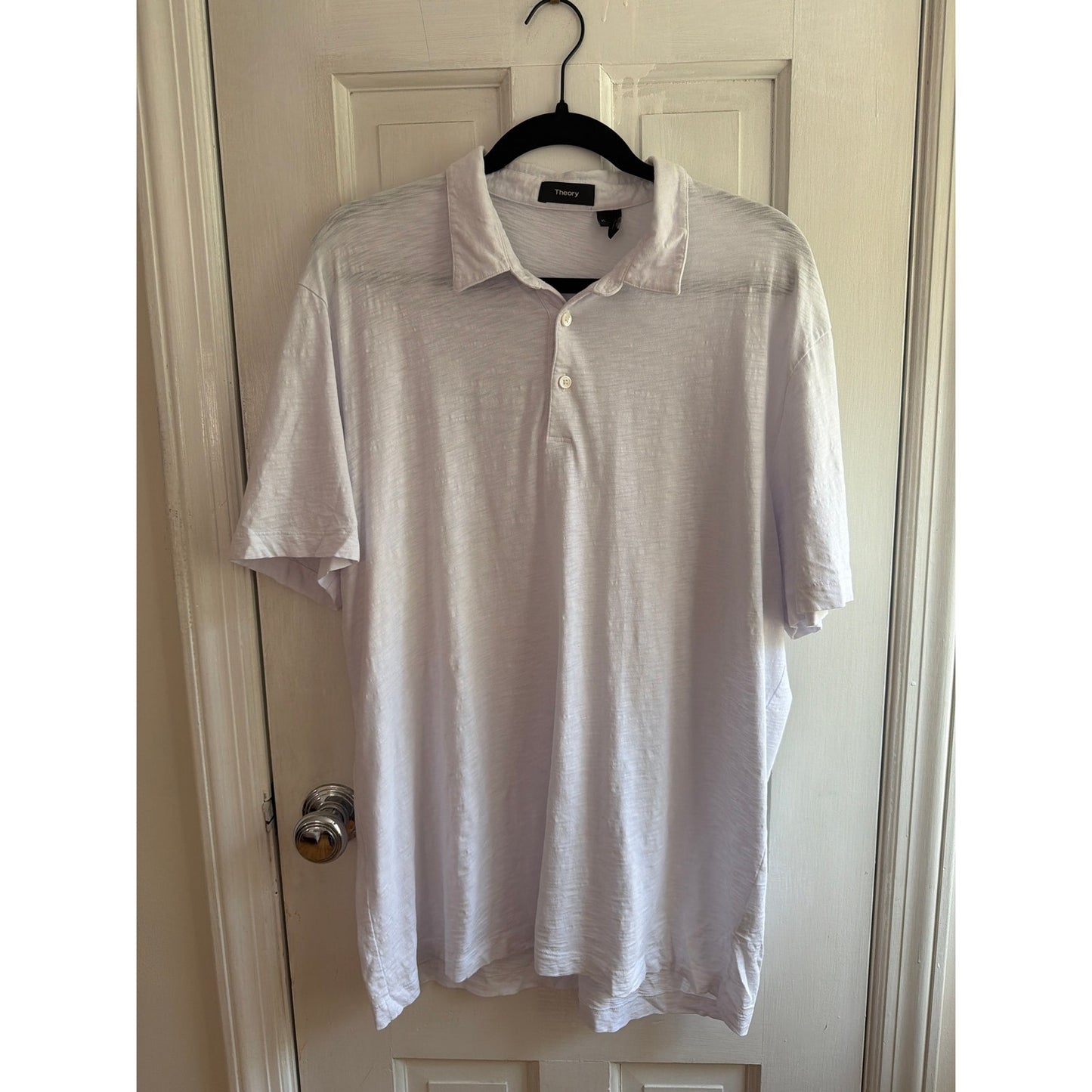 Theory Bron B Polo Shirt White XL EUC Slub Cotton Cosmos