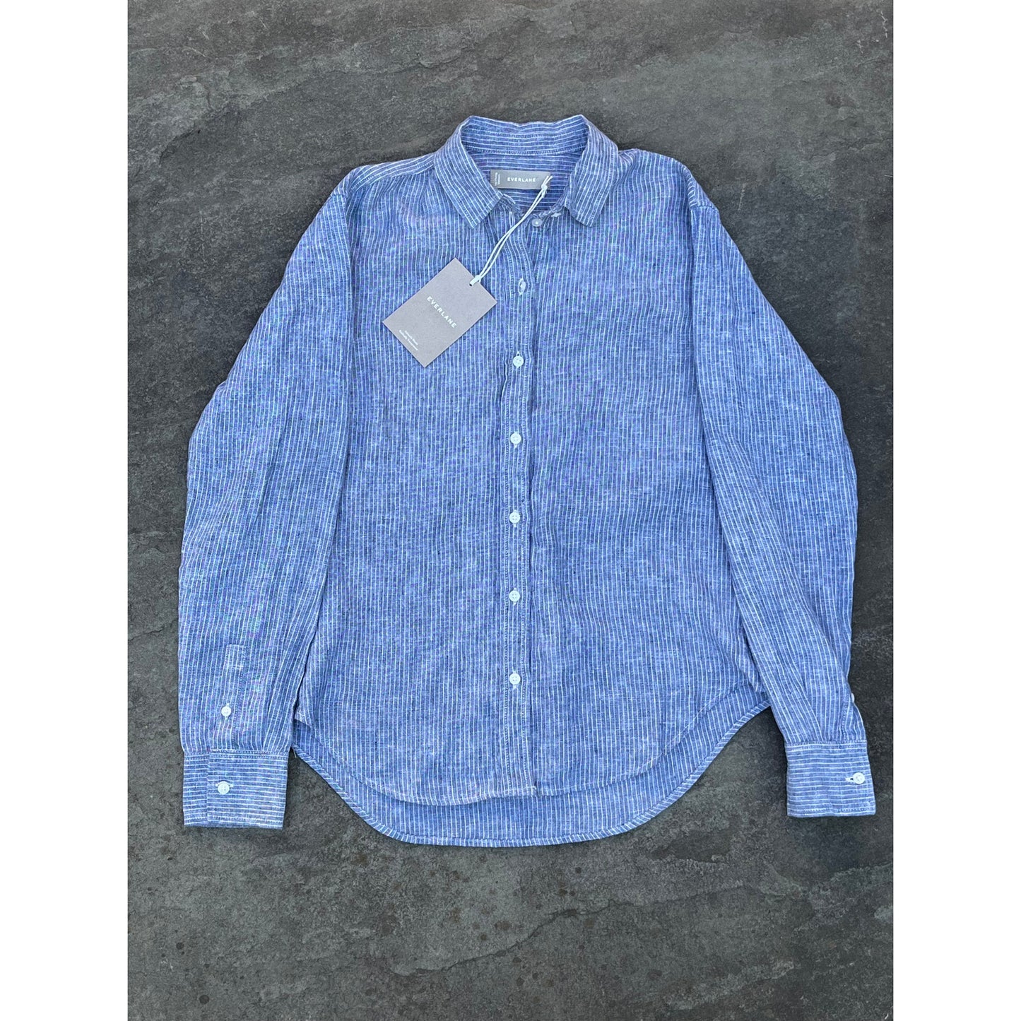 ✨ NWT Everlane The Relaxed Linen Shirt ✨ Pinstripe 00