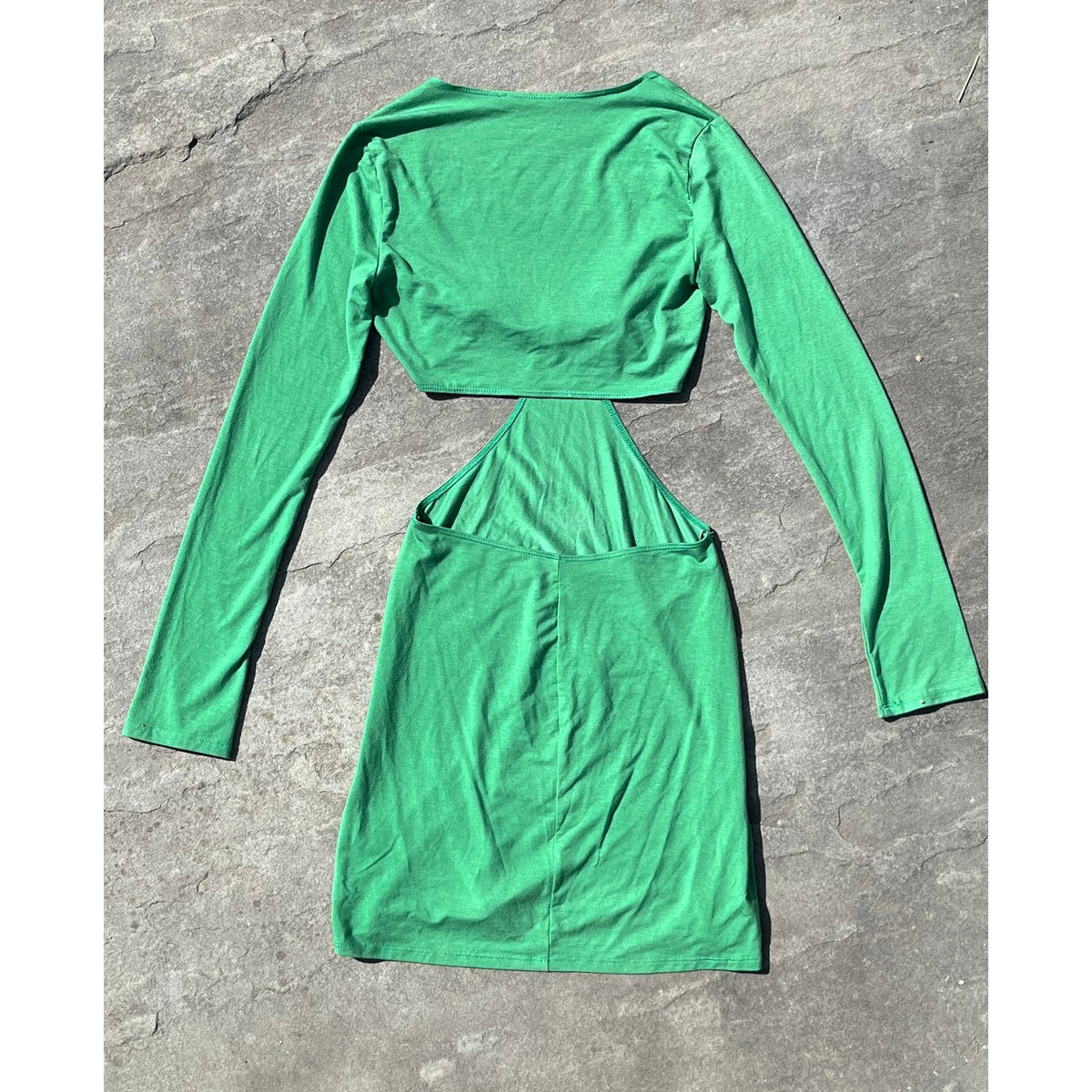 Reformation Hale Green Cutout Long Sleeve Mini Dress XS - Twist Front EUC