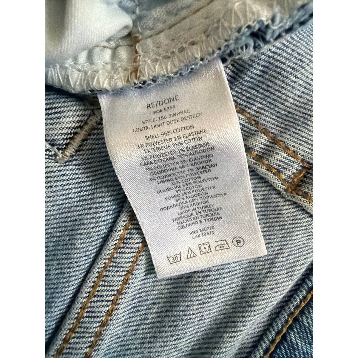 RE/DONE Size 24 Light Dusk Destroy Mid Rise Straight Leg Ripped Jeans EUC