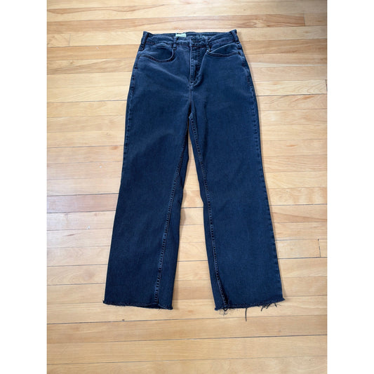 Pilcro Size 30 High Rise Black Wide Leg Distressed Hem Jean