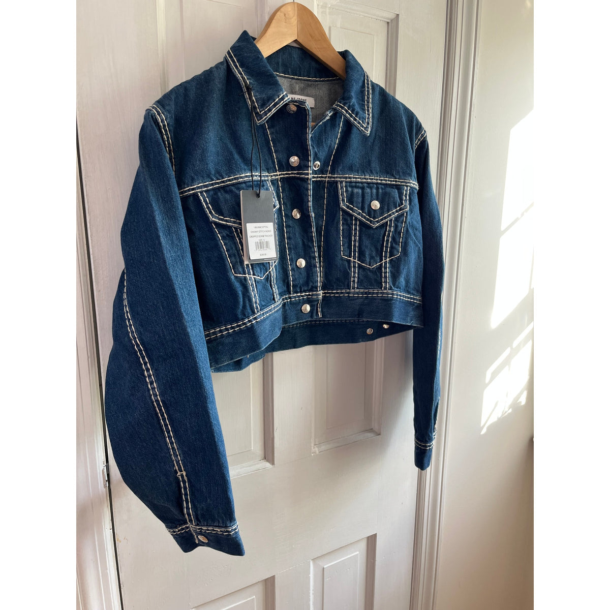 NWT RE/DONE Chunky Stitch Indigo Cropped Trucker Jacket S ✨ Street Holy Grail ✨