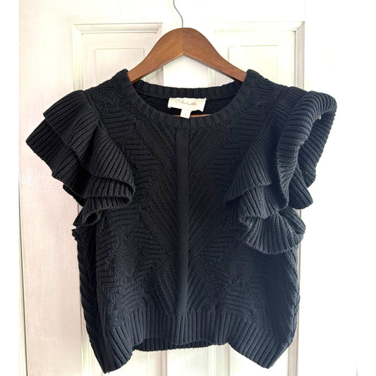 Cleobella Cable Knit Ruffle Sleeveless Sweater Vest - Small 