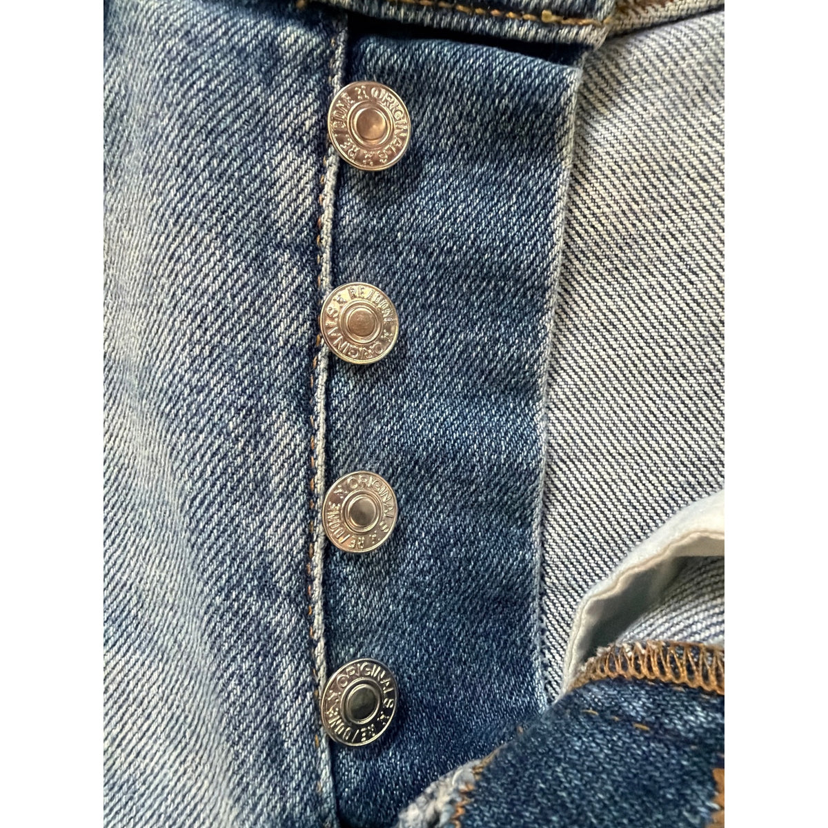 RE/DONE Size 24 Light Dusk Destroy Mid Rise Straight Leg Ripped Jeans EUC