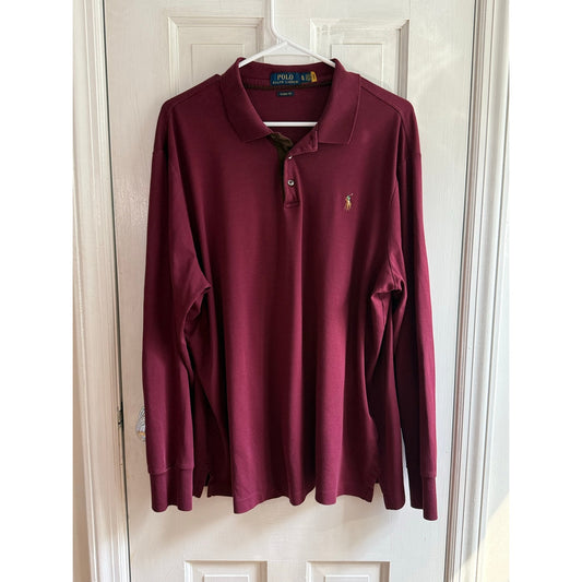 Polo Ralph Lauren Long Sleeve T-Shirt Men's XL Burgundy Cotton Tee EUC