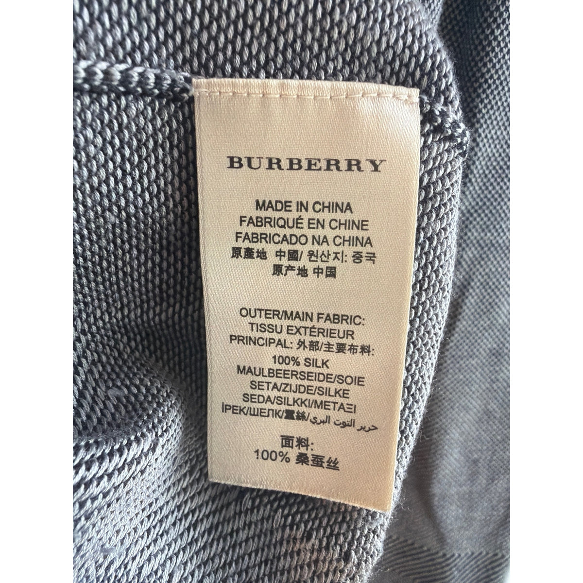 Burberry London Men's 100% Silk Plaid Crewneck Sweater  MEDIUM GRAY