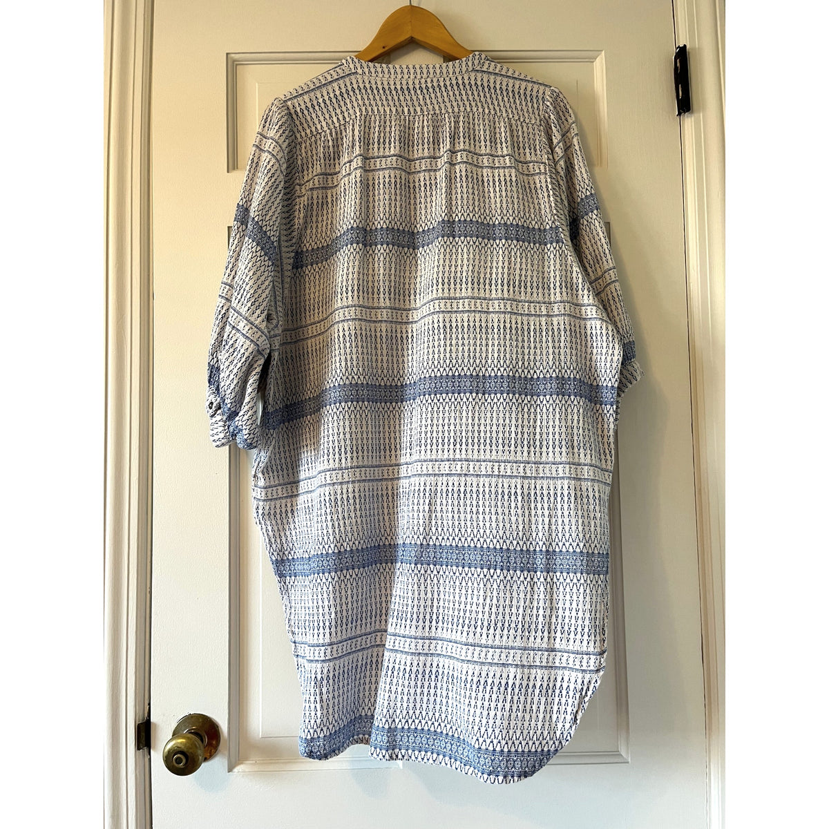 Maeve Anthropologie Printed Chambray Tunic Oversized Shirt or Dress Size L