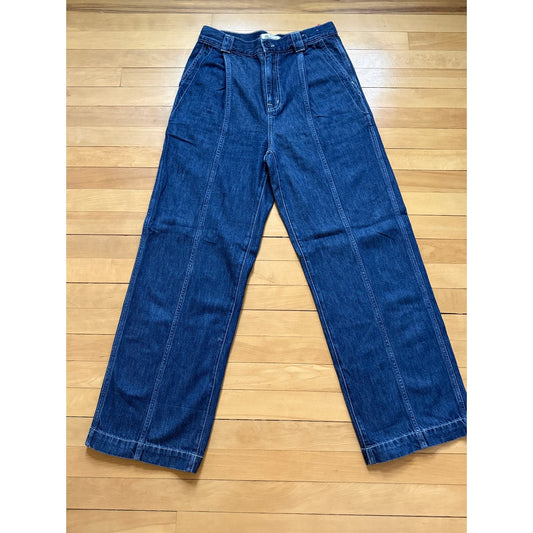 Madewell Wide Leg Trouser Jeans Indigo Pintuck Seam Size 27 EUC