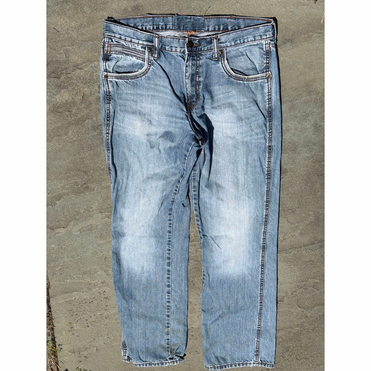 Wrangler Men's Relaxed Fit Bootcut Jeans 34x34 Blue Embroidered