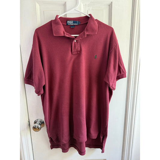 Polo Ralph Lauren Wine Polo Shirt Men's Green Pony Large