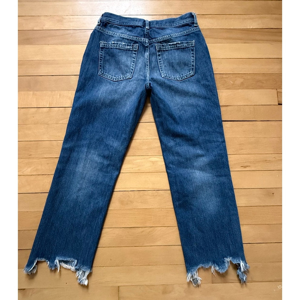 We The Free Maggie Mid-Rise Straight Jeans - Size 25 - with Paisley & Distressed