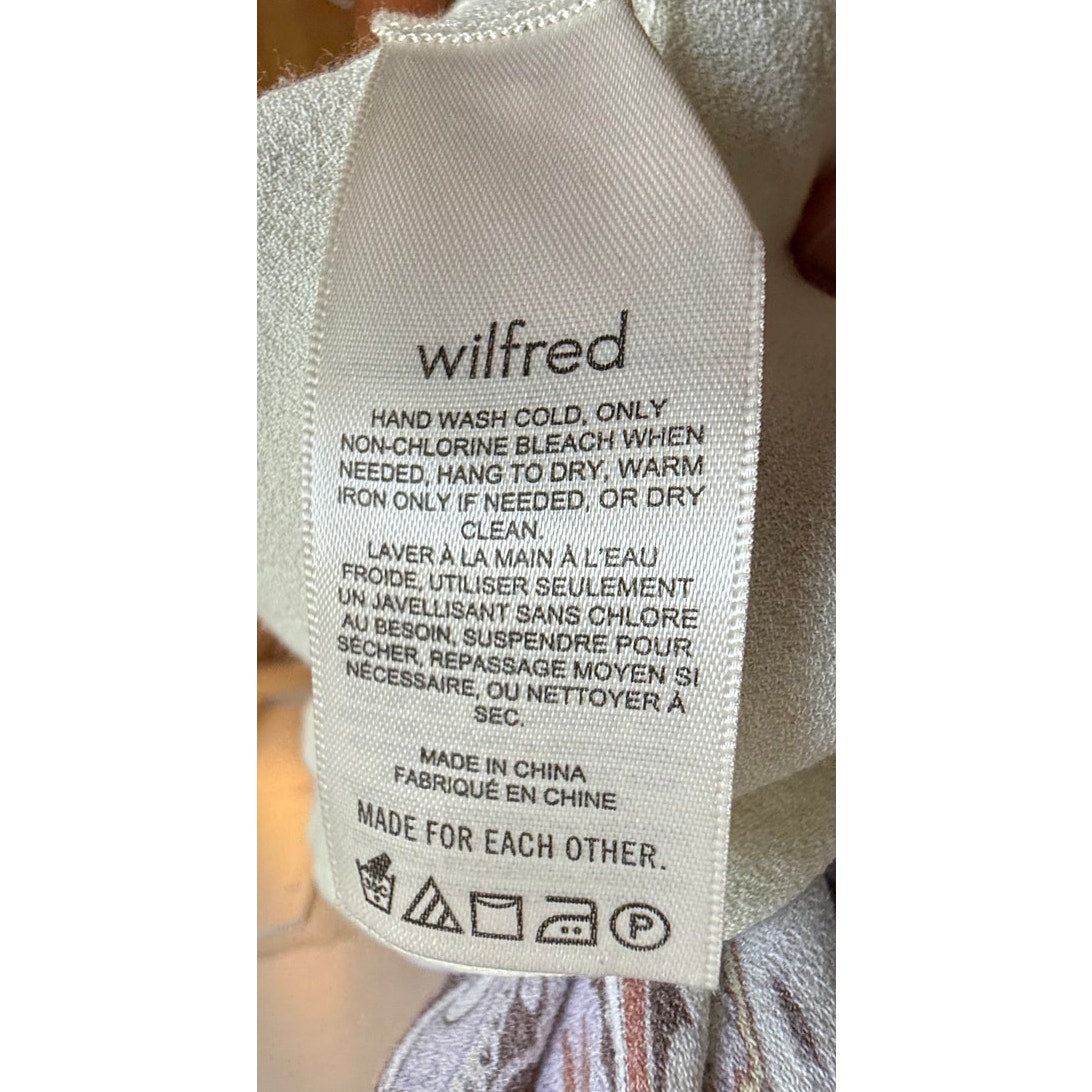 Aritzia Wilfred Bellow Midi Dress 2 Pink Cream Paisley Ruched Tie Front EUC