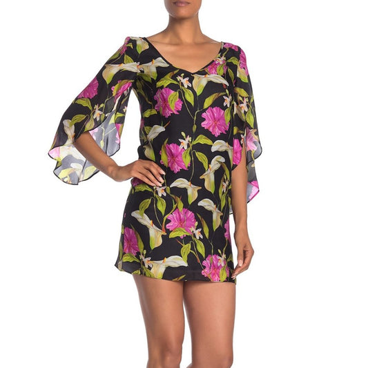 NWT Milly Nicole Silk Bell Sleeve Shift Dress 4 - Calla Lily Painterly Print ✨