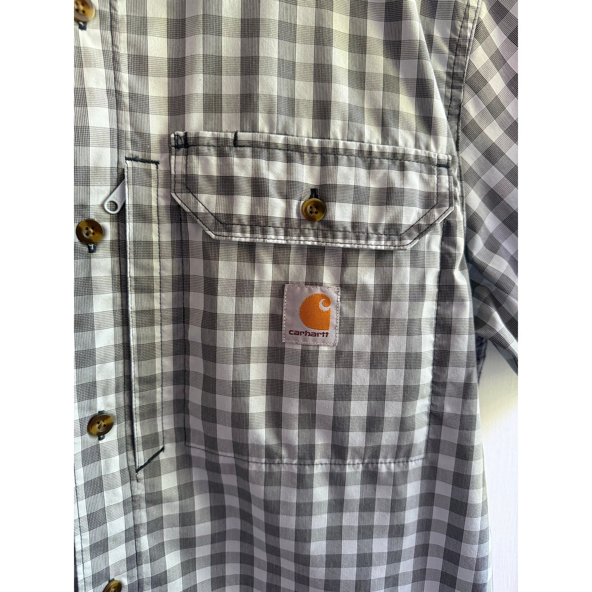 Carhartt Force Plaid Shirt Short Sleeve Mens Large L Button Up Workwear EUC